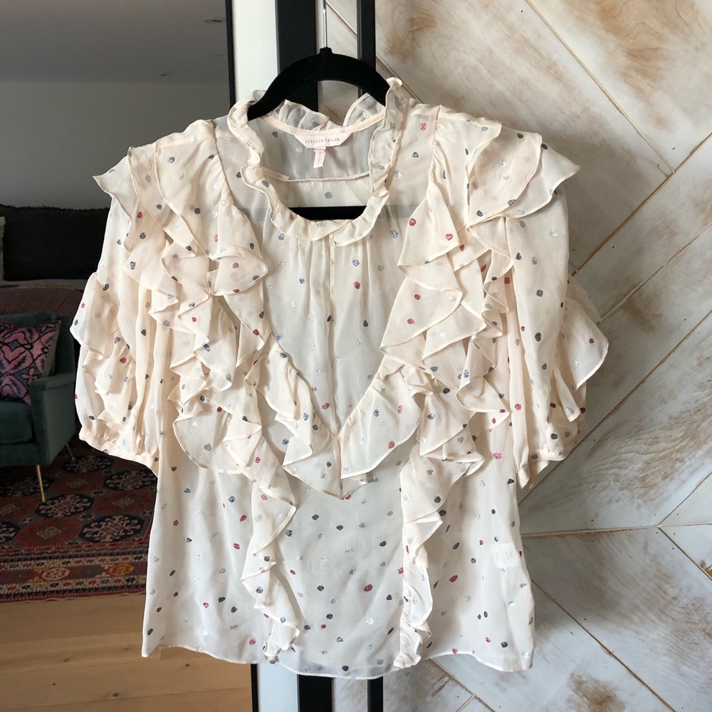 Rebecca Taylor Glitter Polka Dot Blouse